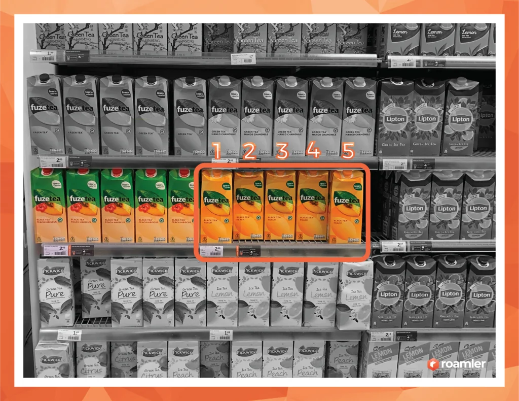 Example of product facings on a shelf